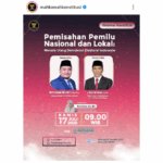 Webinar Konstitusi bertajuk “Pemisahan Pemilu Nasional dan Lokal: Menata Ulang Demokrasi Indonesia.” Foto-Sc Instagram @mahkamahkonstitusi