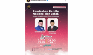 Webinar Konstitusi bertajuk “Pemisahan Pemilu Nasional dan Lokal: Menata Ulang Demokrasi Indonesia.” Foto-Sc Instagram @mahkamahkonstitusi