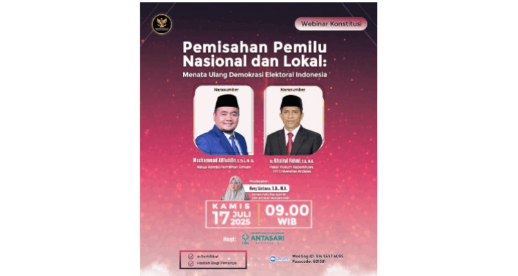 Webinar Konstitusi bertajuk “Pemisahan Pemilu Nasional dan Lokal: Menata Ulang Demokrasi Indonesia.” Foto-Sc Instagram @mahkamahkonstitusi