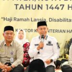 Wali Kota Banjarmasin, H.M Yamin HR membuka kegiatan manasik haji yang digelar Kementerian Haji dan Umrah Banjarmasin. Foto-Prokom-Bjm