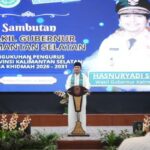 Wakil Gubernur Kalimantan Selatan Hasnuryadi Sulaiman ketika memberi sambutan di acara pengukuhan pengurus MUI Kalsel 2026–2031. Foto-dok. MC Kalsel