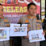 Plh Kapolresta Banjarmasin, Kombes Pol Timbul Rein Krisman Siregar (kiri) pada Jumpa Pers di halaman Mapolresta Banjarmasin. Foto-Banjarupdate/Amrullah